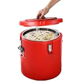 Insulated Soup Pan Carrier Portable Commercial Hot -Cold Hot Box Food Warmer Large Insulation Barrel Cooler Carrier Stainless Steel Lining with Dust Cover 15Quarts(3.75gal)