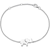 FANCIME Lucky Elephant Bracelet 925 Sterling Silver High Polished Mini Small Elephant Charm Family Link Bracelet Jewelry Birthday Gifts For Women, 15+3 cm