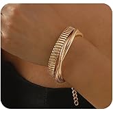 Mexegy Chunky Gold Snake Stretch Bracelet for Women,Vintage Geometric Punk Wrapped Statement Bangle Bracelet,Trendy Party Banquet Hand Jewelry Accessories