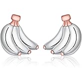 Cute Banana Earrings for Women - 925 Sterling Silver Banana Stud Earrings Cute Fruit Earrings Studs Hypoallergenic Jewelry Gifts for Women