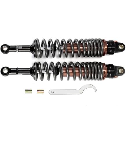 Black & Chrome Remote Reservoir Shocks - 350-360mm Eye To Clevis For Honda CB Series Motorcycles