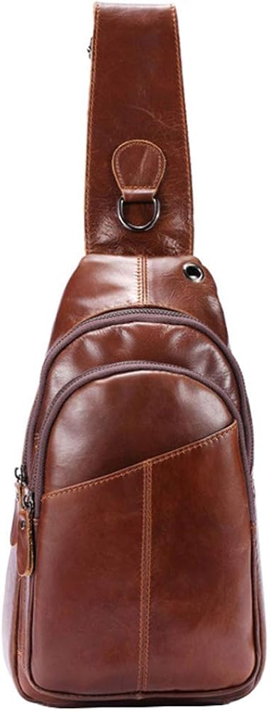 SDINAZ men's chest bag crossbody bag shoulder bag first layer cowhide fashion business casual bag