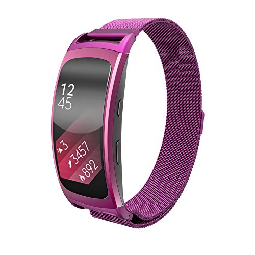 Samsung Gear Fit 2 Band Large (6.7" -10.4"), Swees Stainless Steel Mesh Milanese Loop Replacement Strap Accessories Metal Large Bands Band for Samsung Gear Fit 2 SM-R360, Purple