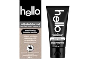 Hello Activated Charcoal Epic Teeth Whitening Toothpaste Fluoride Free, Fresh Mint & Coconut Oil, Vegan, SLS & Gluten Free, P