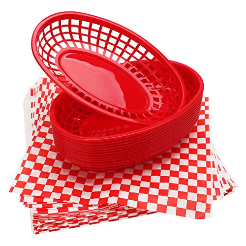 image for 12pcs Fast Food Baskets&100pcs Deli Paper Liners, Eusoar Bread Baskets