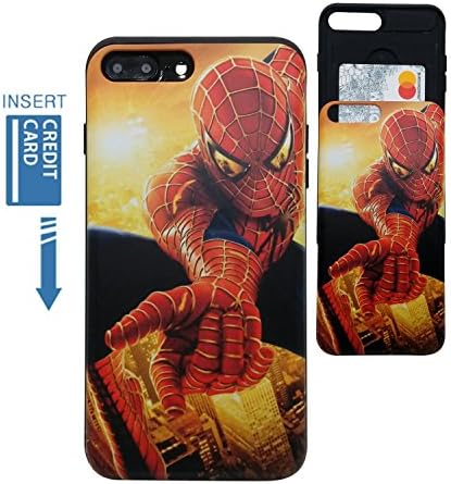 [iPhone 7 Plus Wallet Case/iPhone 8 Plus Wallet Case] KUBRICK Card Holder Slide Cover Bumper Phone Case Dual Layer Protection UV Printing (Spider-Man)