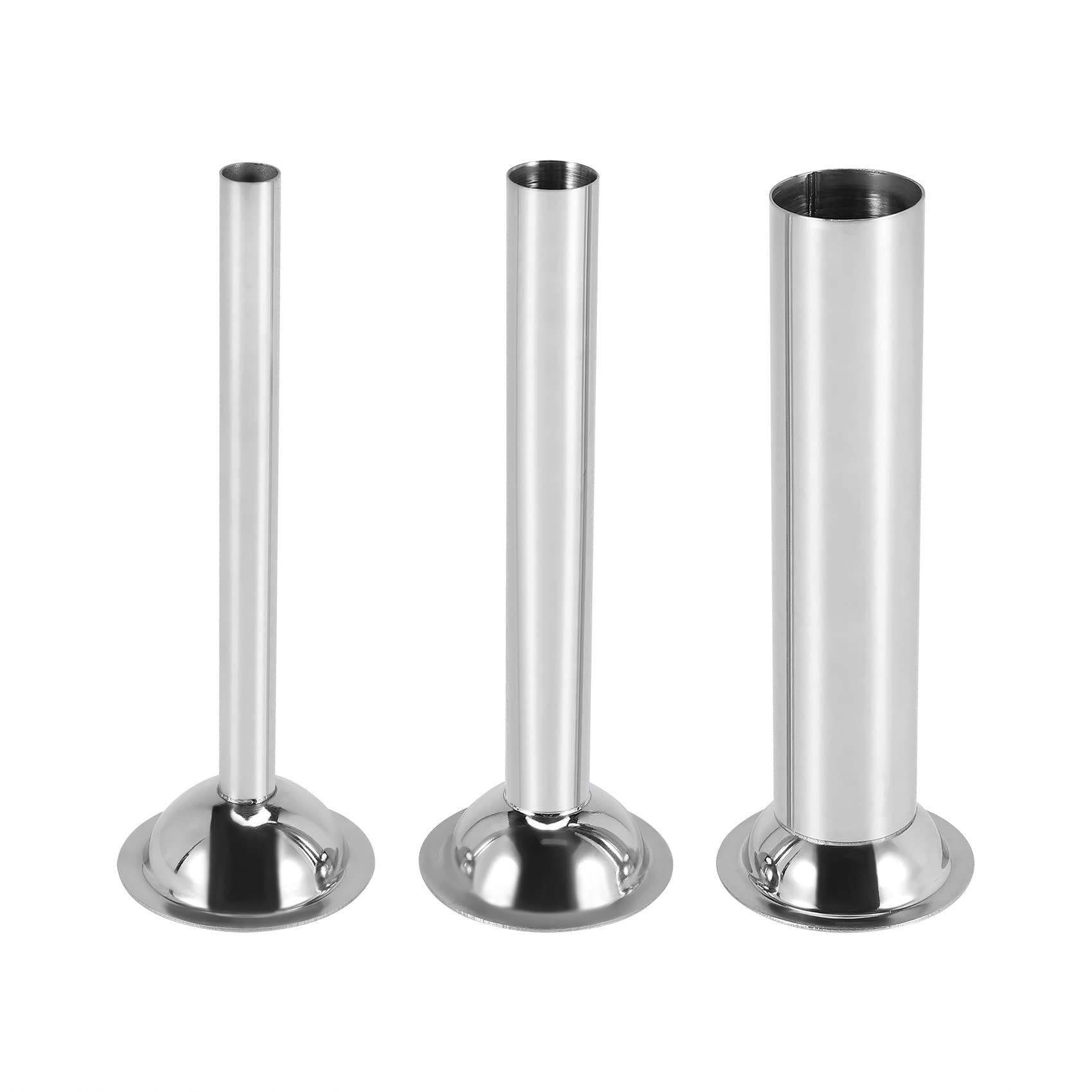 Pltqfdwo 3Pcs Stainless Steel Sausage Stuffer Filling Tubes Funnels Nozzles Spare Parts Filler Tube, Base Diameter:58mm