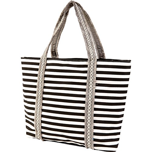 SensFoot Women's Tote Bag Striped Canvas Shoulder Bags Top Handle Beach Handbag