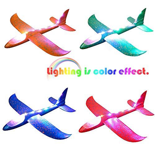image for Kasien Toy Kasien Throwing Foam Airplane Toys, LED Flying Glider Aircr