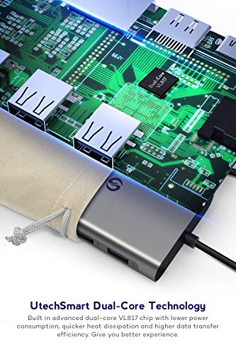 USB C Hub, UtechSmart 11 in 1 USB Type C Adapter with Gigabit Ethernet Port, Pd Type C Charging Port, 4K HDMI, VGA, SD TF Card Reader, 4 USB Ports and Audio Mic Port Compatible for MacBook [Upgraded] - Thumbnail 6