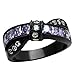 Black Stainless Steel Women Princess Purple Cubic Zirconia Cross Over Ring Size 5-11 SPJ