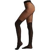 CALZEDONIA Woman's Longuette Effect Tights with Lace Pattern