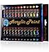 Lokss Acrylic Paint Set 24 Colors Professional Craft Kit - 12ML Big Tubes, Artist Grade! High Quality Canvas/Paper/Wood/Clay/Ceramic & Fabric Coverage. Best For Adults, Artists & Kids - Non Toxic