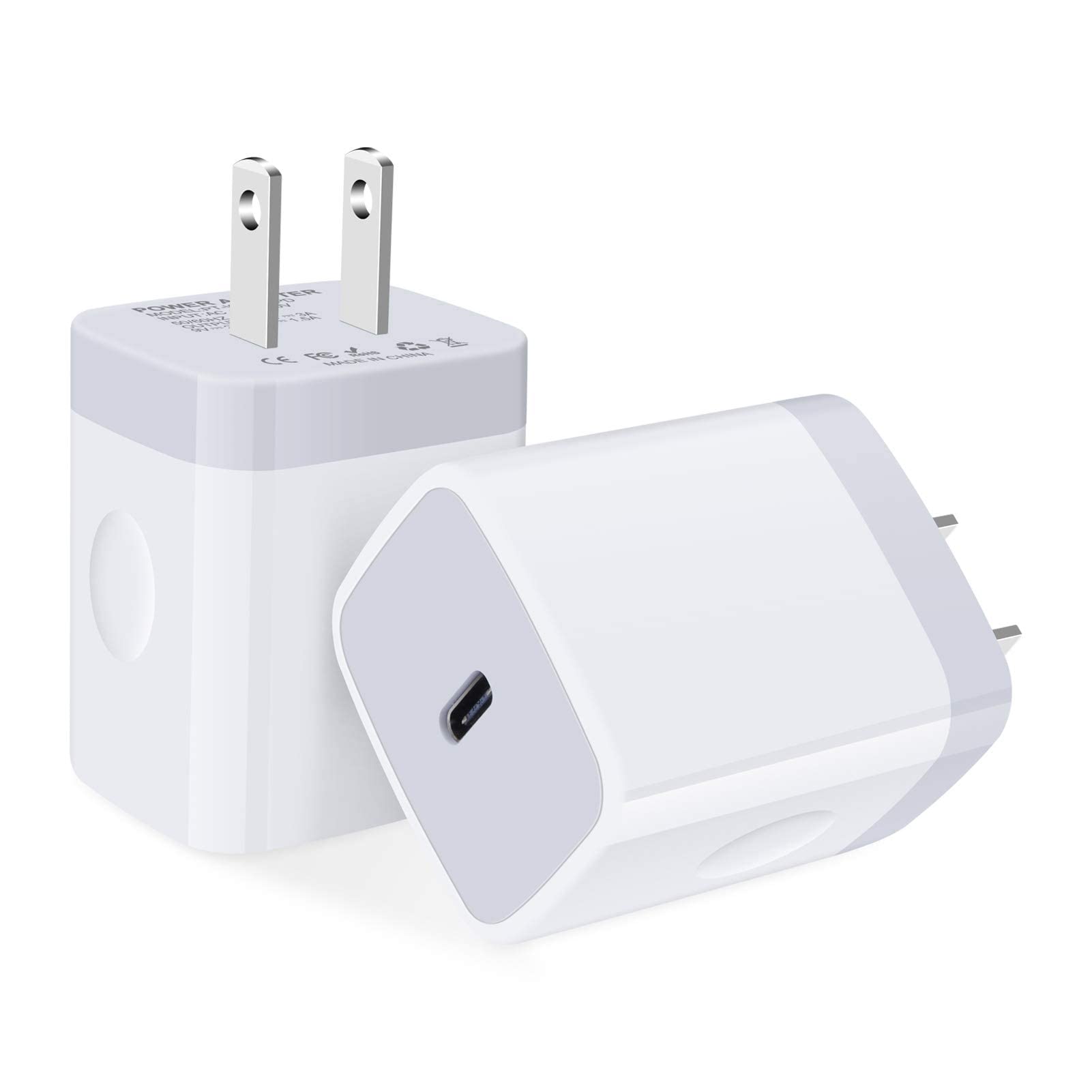USB C Fast Charger,20W 2 Pack PD Charging Block Type C Wall Charger Power Adapter Base Box Compatible