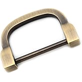 Loosco Horseshoe D-Rings,4 PCS Screw in Shackle D Ring for Purses,Belt Clasps,Leather Craft Accessories,Purse Findings (Brushed Brass,1 1/5")