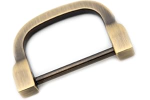 LOOSCO Horseshoe D-Rings,4 PCS Screw in Shackle D Ring for Purses,Belt Clasps,Leather Craft Accessories,Purse Findings (Brushed Brass,1 1/5")