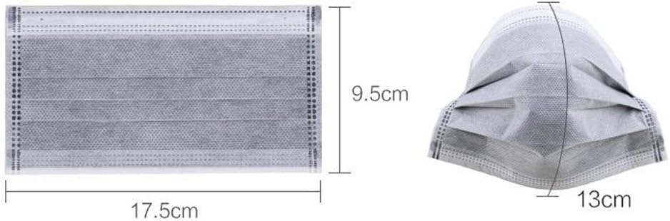 Famixyal 50 Pcs/box Four Layer Disposable Activated Carbon Earloop Dust Face Mask Safety Respirator Particle Respirator Home And Surgical Face Masks, Filter Antivirus Bacteria Latex Free Soft & Light