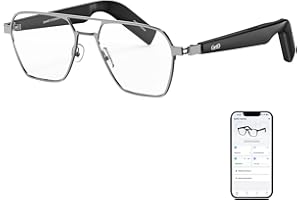 GetD Smart Glasses with Language Translator, Wireless Bluetooth, ChatGPT AI, 11H Battery Life, Anti-Blue Light UV Protection, Voice Control Smart Glasses with Built-in Mic & Speakers, Gaming Meeting