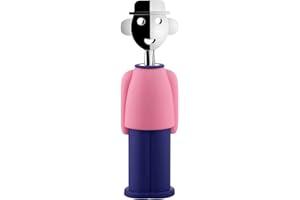 Alessi AM23 PAZ - Alessandro M. Corkscrew in thermoplastic Resin, Pink and Blue and Chrome Plated zamak.