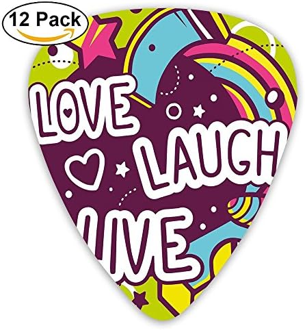 ROSSERJR Cartoon Style Line Art Figures Stars 12 Pack Colorful,Stylish, Premium Quality | Perfect Guitar Picks For Kids &amp; Teens