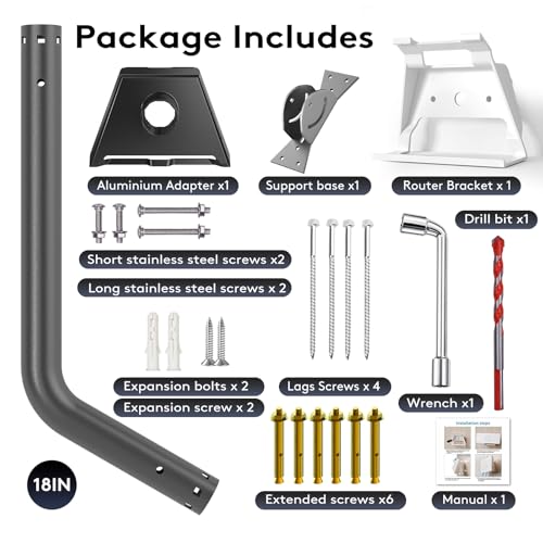 Compatible with Starlink Gen 3/4/4X All-in-One Mount Kit: Heavy-Duty Outdoor Dish & Indoor Router Mount, Short Wall, Roof, and Eave Mount Compatible, Sturdy Accessories for Full Setup