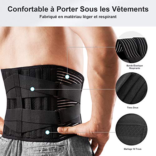 FREETOO Lumbar Belt Lumbar Support Belt Hold Lumbar Well 4 Springs Support Double Adjustable Strap for Men and Women