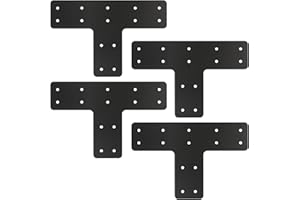 AOKLIT 4 Pcs T Post Timber Brackets,Post to Beam Connector for 6x6 Brackets，Durable Steel Material Bracket, Versatile Connectivity（Black） 12*8 Inch
