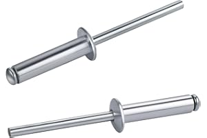 YAAYII 100 PCs 1/8'' x 1''Aluminum Blind Rivets, Pack of 100 CT 3.2mm x 25mm Pop Rivets with Aluminum Grip and Steel Mandrel