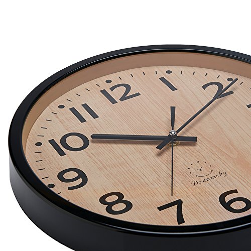 DreamSky 12 " Large Wall Clock Battery Operated, NonTicking Quartz Analogy Wall Clocks for