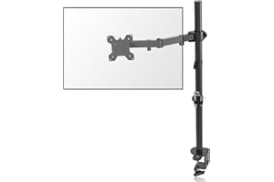 suptek Single LED LCD Monitor Stand up Desk Mount for 1 / One Screen up to 27 inch Extra Tall 31.5 inch Pole Heavy Duty Fully