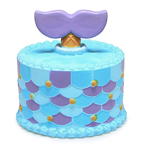 Aisikasi Jumbo Mermaid Cute Squishies Slow Rising Soft Squishies Charms Fun Toys for Stress Relief and Time Killing(blue)