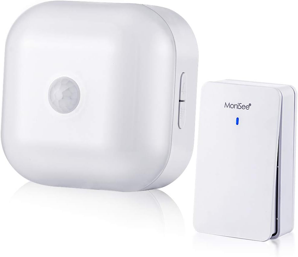 Wireless Doorbell with Led Night light, PIR Motion Sensor Auto Light Up and Weatherproof Transmitter,4 Volume Adjustment,Normal Chime Ton