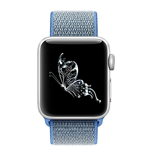 QIENGO Apple Watch Band 42MM, Nylon iwatch strap, with Hook and Loop, Fastener Adjustable Closure, Replacement Band for iwatch Series 1/2/3, Nike+, Edition, Hermes, (42MM, Tahoe Blue)
