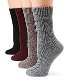 MIRMARU Women's Premium Winter 4 Pairs Wool And Cotton Blend Crew Socks Collection