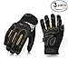 Vgo... 3-Pairs Heavy Duty Synthetic Leather Work Gloves, Impact Protection Mechanic Gloves, Rigger Gloves, Vibration Reduction, Touchscreen Capable (Size XXL, Black, SL8849)