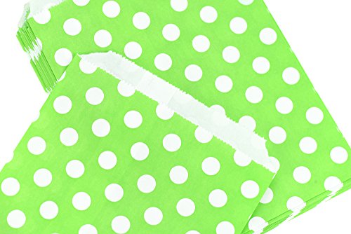 FiveSeasonStuff Greaseproof Paper Bags for Food Candy Goodies Gift Party Wedding Favors Birthday Baby Shower Buffets Picnics BBQ Arts & Crafts DIY Retail (5.12''x 7'') — PACK 100 (Green, Polka Dots) - Thumbnail 2