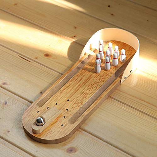 Thyggzjbs Mini Bowling Game, Mini Wooden Desktop Bowling Game Mini Tabletop Bowling Toy | Perfect for Kids & Adults - Thumbnail 5