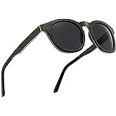SUNGAIT Walnut Wood Sunglasses with Vegan Leather Case Thoughtful Gifts for Men Women Black Polarized Lens UV400 Protection