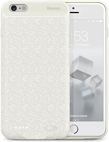 iPhone 6 / 6s Battery Case, Baseus Plaid Portable Extended Charging Case Fast Charger Case Cover for iPhone 6 / 6s (4.7 inch) with 5000mAh Capacity Extra Battery (White)