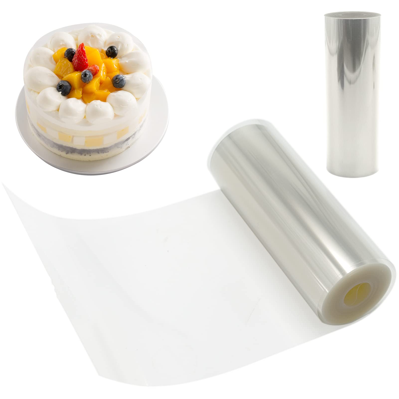 Cake Collar Thickened 12/14/16cmx10m Cake Roll Plastic Transparent Acetate Sheets Strips for Baking to Decorate Chocolate Mousse Clear Acetate Cake Collars Transparent Acetate Roll