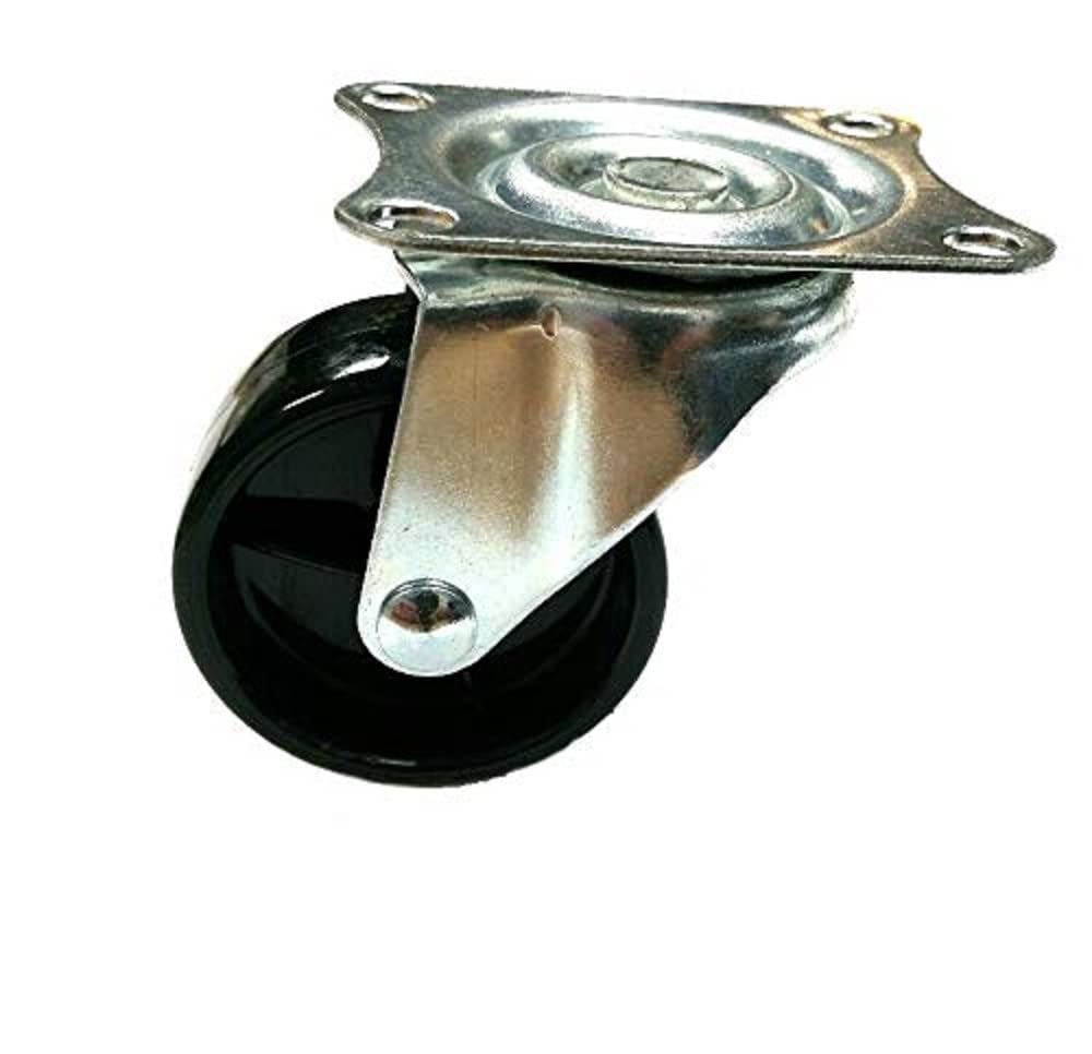 Merriway BH06976 (4 Pcs) Swivel Plate Castor Wheels Heavy Duty Black Polypropolene Without Brake, 50mm (2 inch) Maximum Load 140kg - Pack of 4 Pieces
