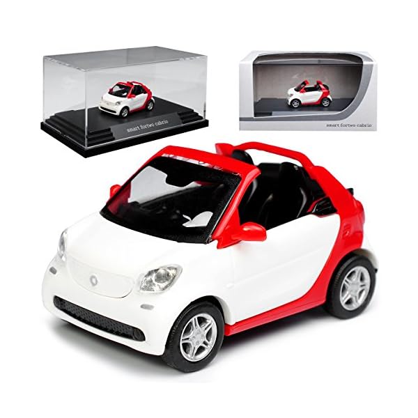 Busch Defekte Vitrine Smart ForTwo Cabrio A453 Weiss mit Rot Ab 2015 H0 1/87 Modell Auto