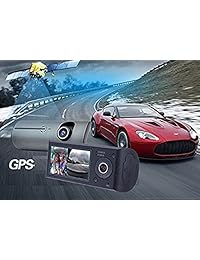 [Acciones de EE. UU.] NOVPEAK 2.7 pulgadas TFT LCD Full HD Parte delantera y trasera Cámara doble Vehículo DVR Dash Cam Grabadora Videocámara con lente gran angular 140, G Sensor y GPS Trader   Retail Packing, Negro