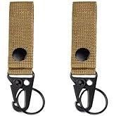 LuoQiuFa Tactical Molle Key Ring Gear Key Keeper Nylon Belt Keychain Molle Webbing Key Clip Buckle for Belts Molle Bag,ssuitable for outdoor sports (Khaki 2pcs)