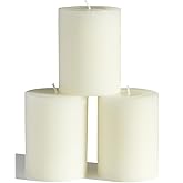 CANDWAX 3x4 inch Pillar Candles Set of 3 – Unscented Dripless Rustic Ivory Candles for Home Decor, Weddings, Table Settings