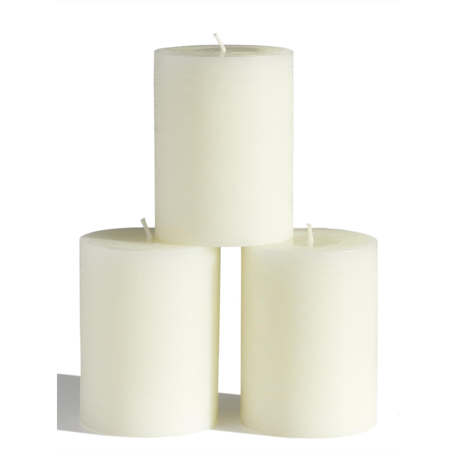 CANDWAX 7.6x10.2 cm Pillar Candles Set of 3 - Decorative Rustic Candles Unscented and Dinner Candles - Ideal as Wedding Candles or Large Candles for Home Interior - Ivory Candles