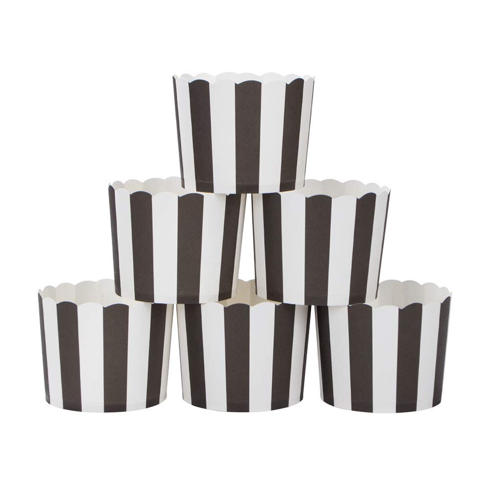 Webake Muffin Cases Paper 50 Pcs Cupcake Wrapper Baking Cups Black Stripe for Wedding Party Birthday
