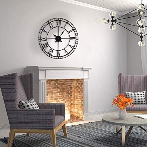 Homatz Roman Numerals wall clock – for Living Room, Bedroom, Kitchen, office decor - Large Wall Clock Silent Retro Vintage Metal Clock (Metal(double outer layer), 40cm)