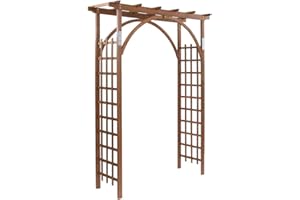 VINGLI 85in Wooden Arbor Garden Arch, Wedding Arch for Ceremony, Wood Trellis for Plant Climbing, Christmas Decor Pergola for Garden Backyard, Lawn (Brown)