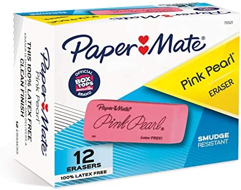 Paper Mate Pink Pearl Erasers, Giant, 12 Depend